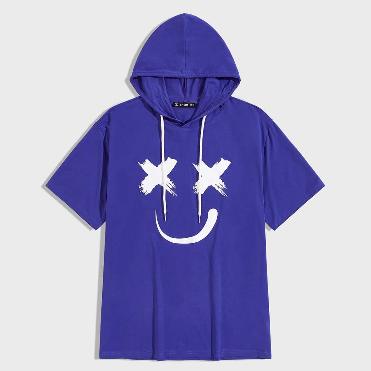 

Guys Cartoon Graphic Drawstring Hoodie, Blue