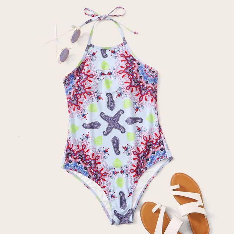 

Tribal Halter One Piece Swimsuit, Multicolor