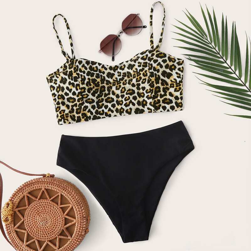 

Leopard Print Bikini Swimsuit, Multicolor