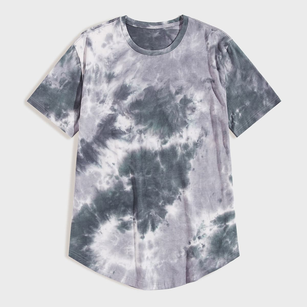 

Guys Tie Dye Curved Hem Tee, Grey