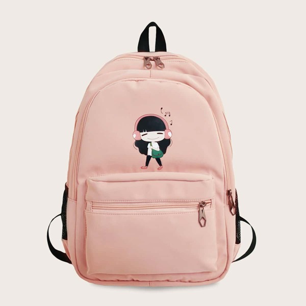 

Рюкзак с карманом и мультяшным принтом для девочек, Розовые