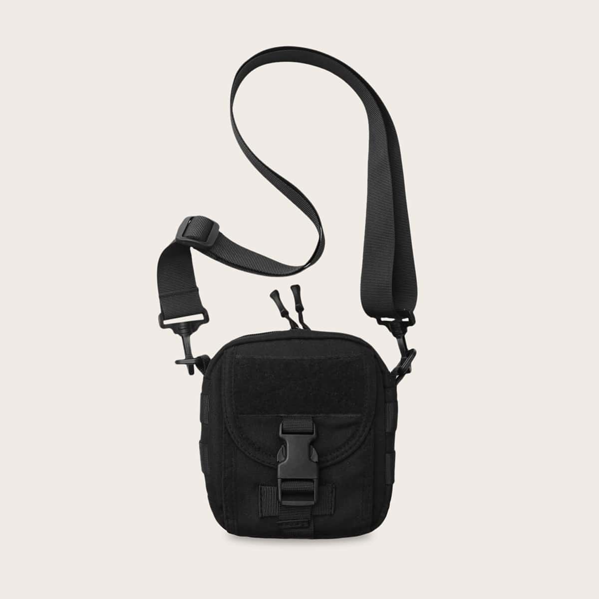 

Guys Release Buckle Decor Crossbody Bag, Black