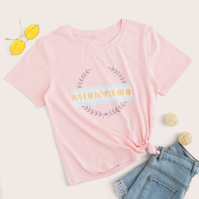 

Letter Graphic Pink Tee