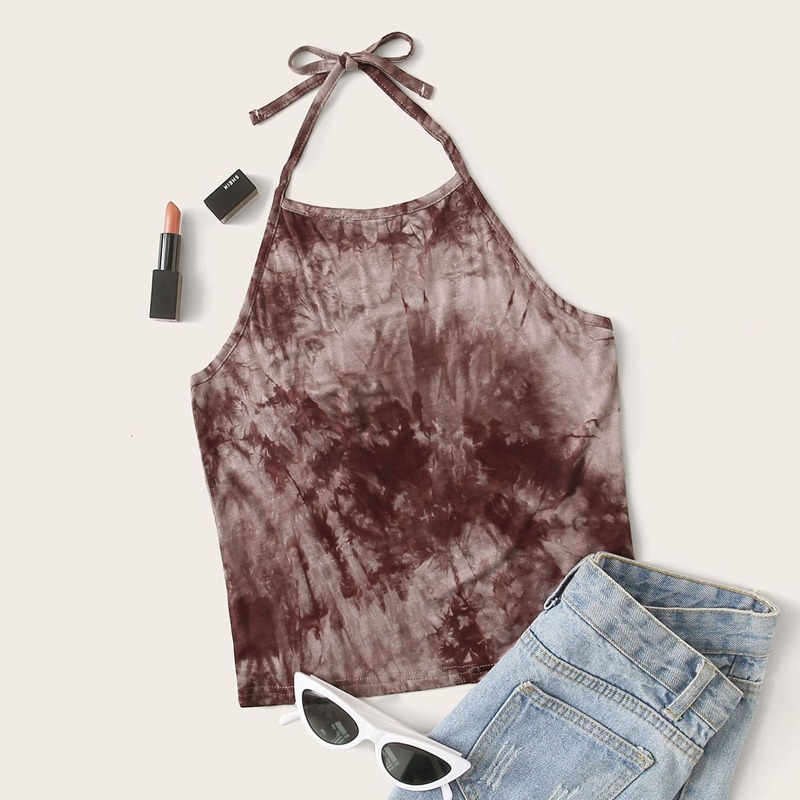 

Tie Dye Crop Halter Top, Multicolor