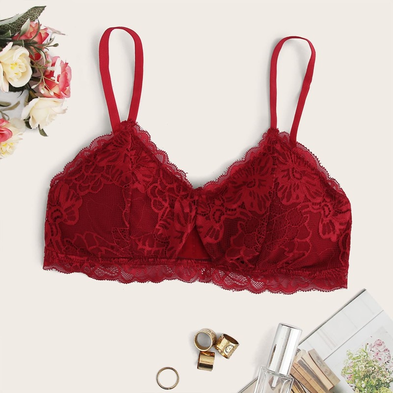 

Floral Lace Bralette, Red