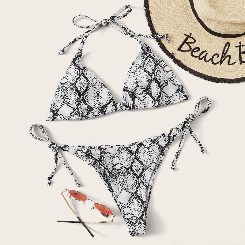 

Snakeskin Tie Side Bikini Swimsuit, Multicolor