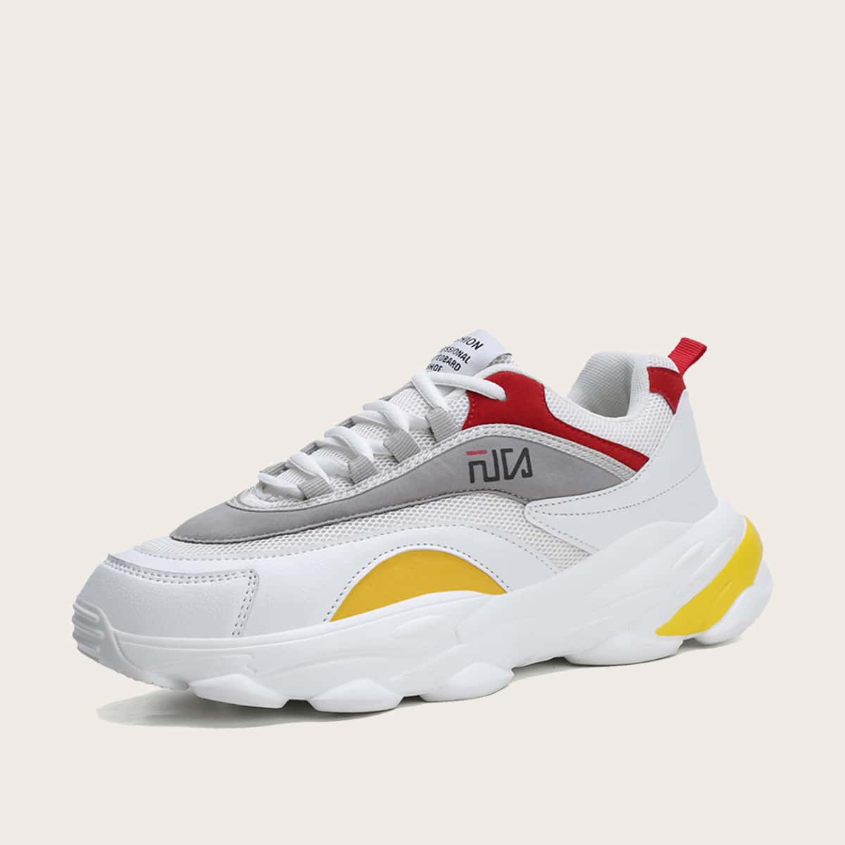 

Guys Lace-up Front Colorblock Chunky Sneakers, White