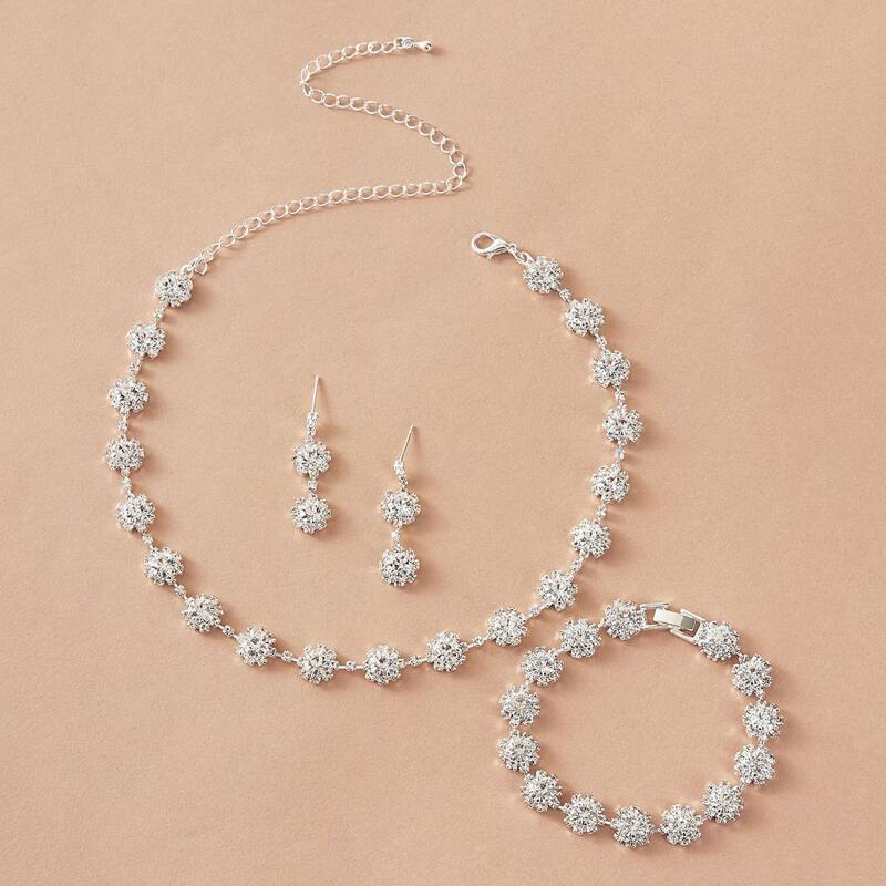 

4pcs Rhinestone Decor Jewelry Set