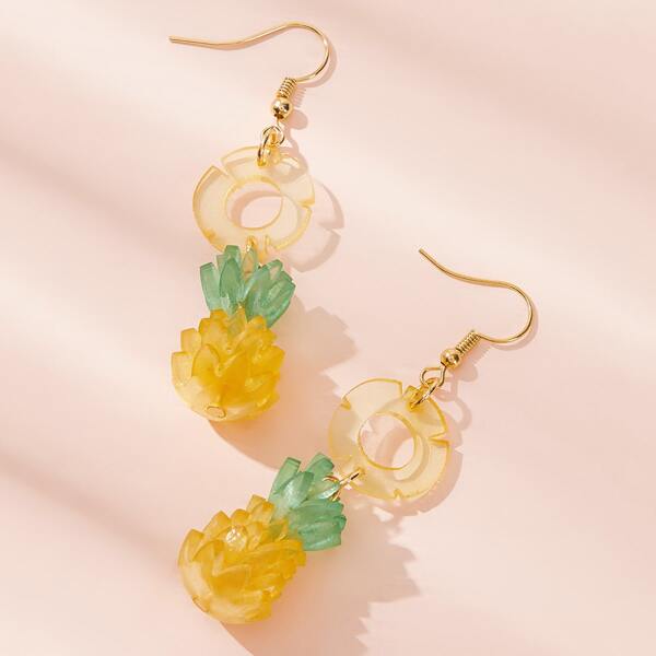 

1pair Pineapple Design Drop Earrings, Yellow