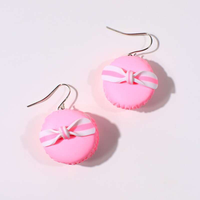 

1pair Pink Bow Drop Earrings