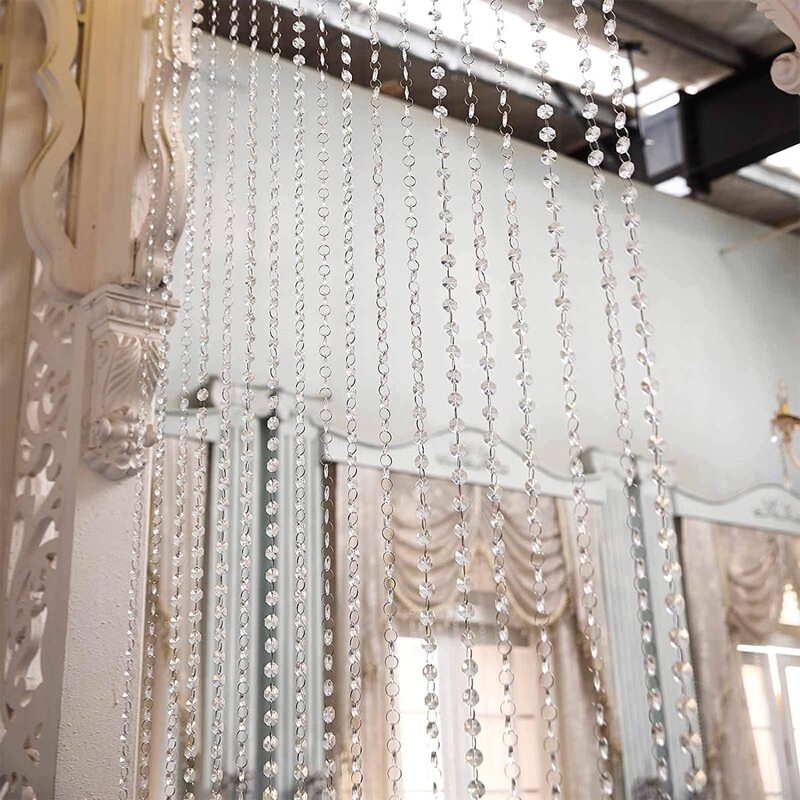 

1m Beaded Acrylic Crystal Chain, White