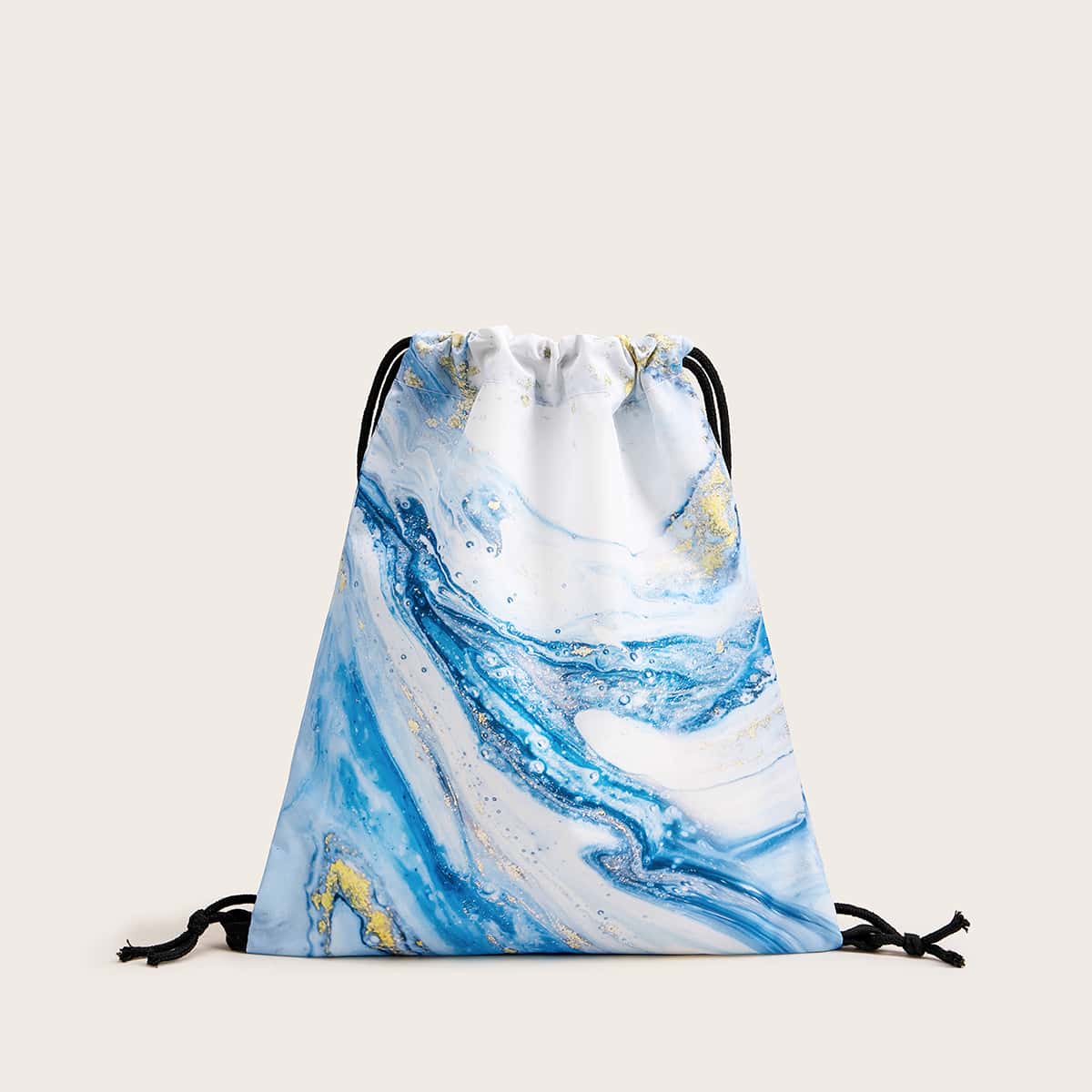 

Water Wave Print Drawstring Backpack, Multicolor