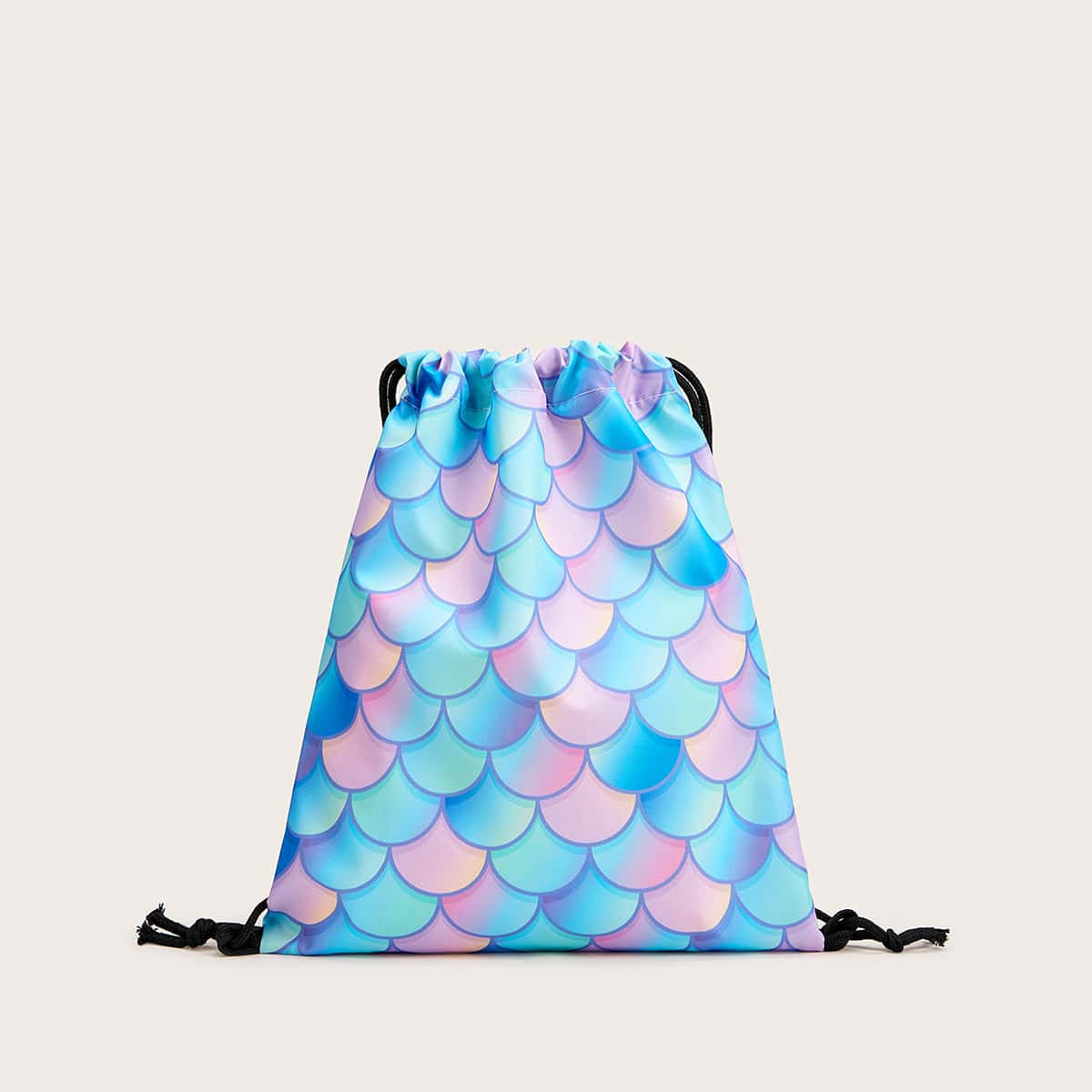 

Fish Scale Print Drawstring Backpack, Multicolor