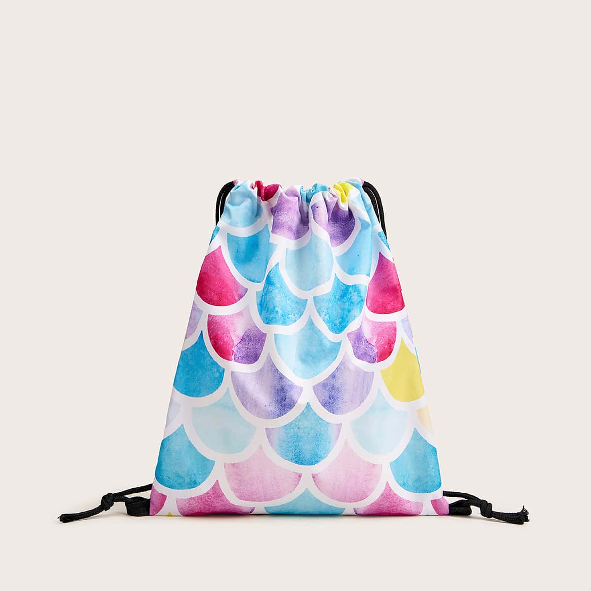 

Fish Scale Print Drawstring Backpack, Multicolor