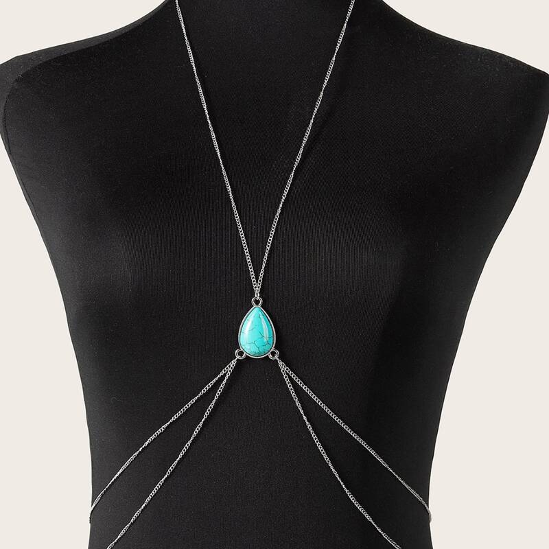 

1pc Stone Decor Body Chain, Multicolor