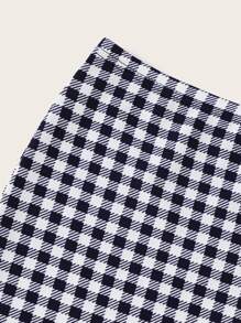 SHEIN Privé Gingham Cropped Cami Top & Mini Skirt Set - Navy Blue - View 5