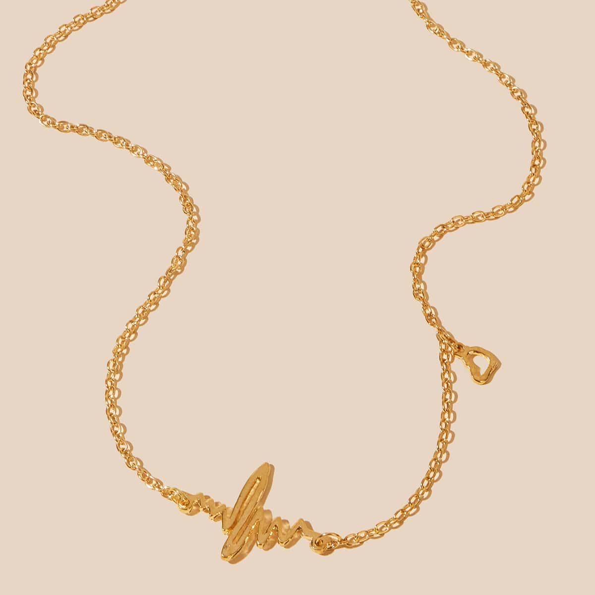 

1pc Heart Rate Chain Necklace, Gold