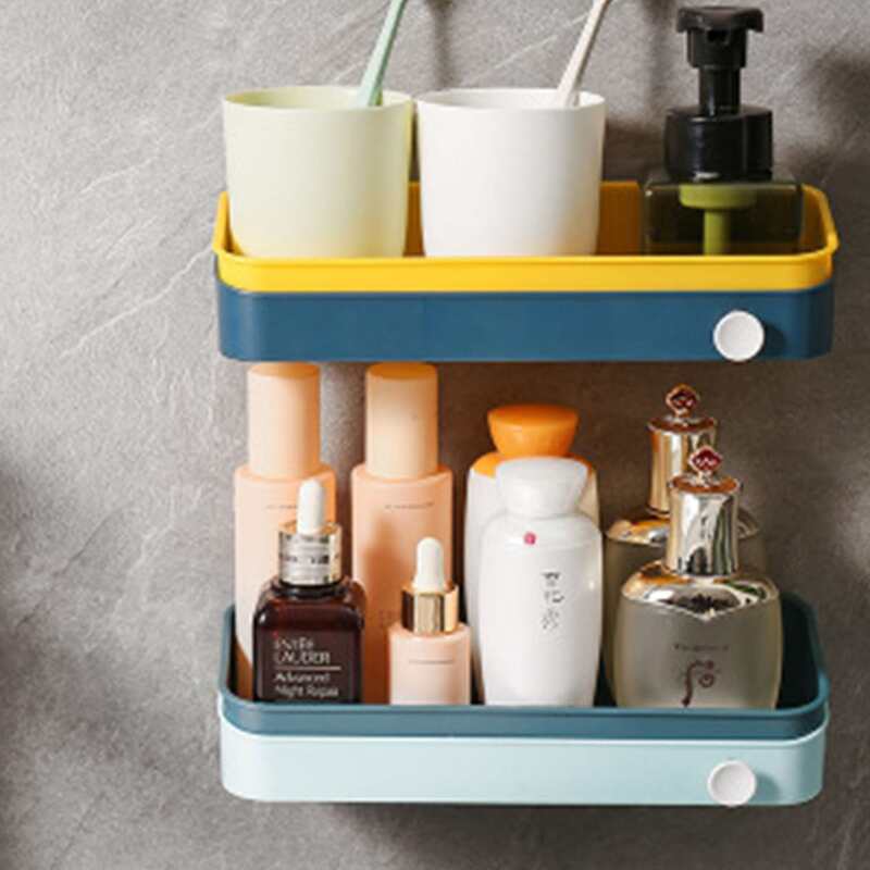 

1pc Colorblock Wall Mount Storage Rack, Multicolor