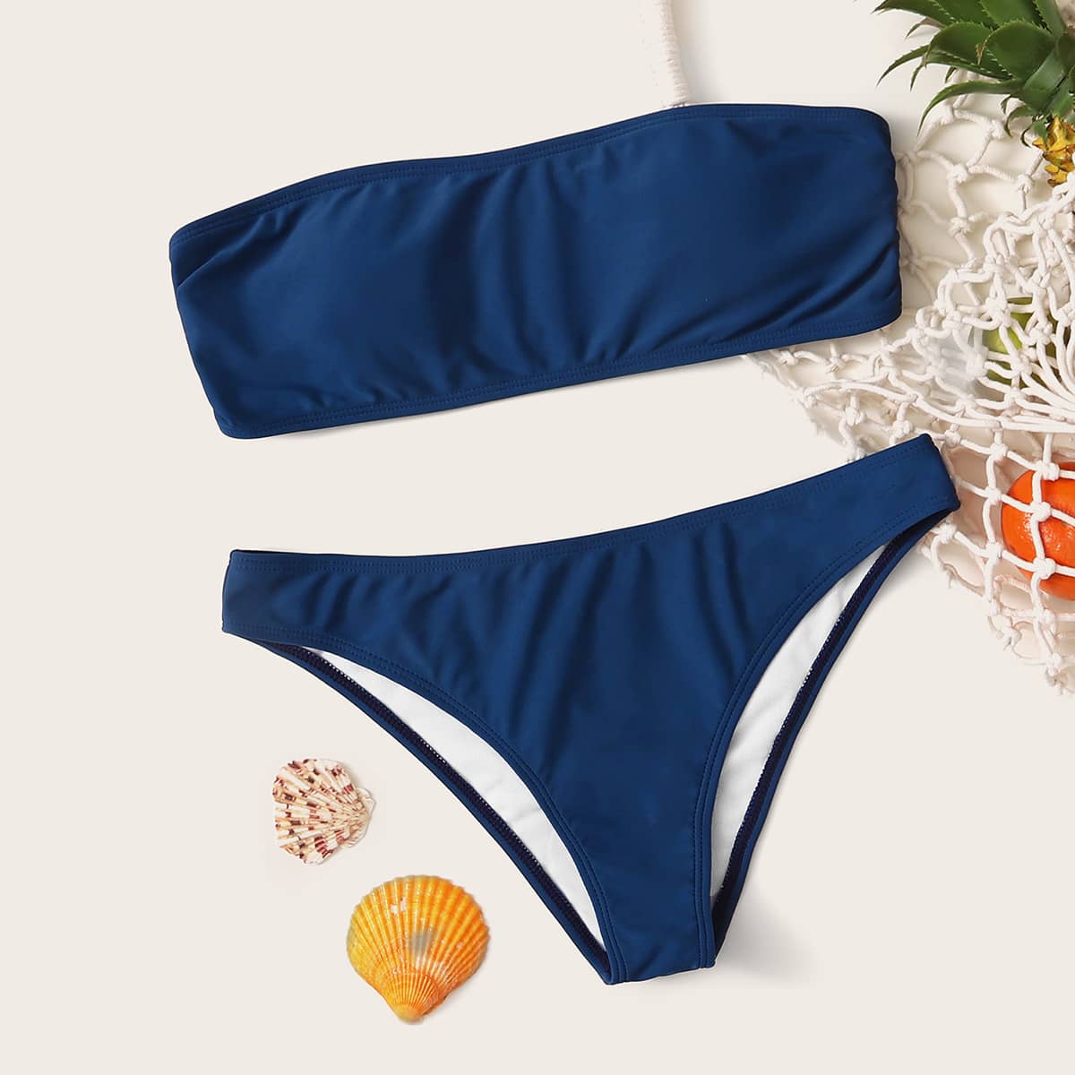 

Bandeau Bikini Swimsuit, Navy blue