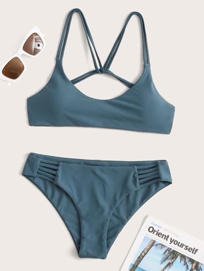 Strappy Back Cut-out Bikini Swimsuit