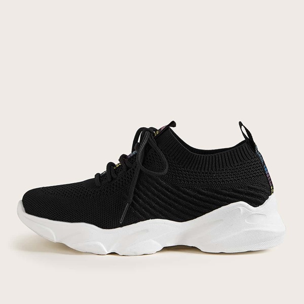 

Lace-up Front Mesh Wide Fit Sneakers, Black