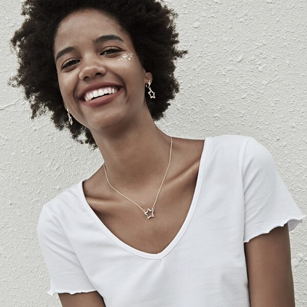 

Серьги с декором звезды 1 пара и ожерелье 1шт