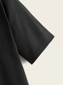 Contrast Polo Neck Short Sleeve Tee - Black - View 4