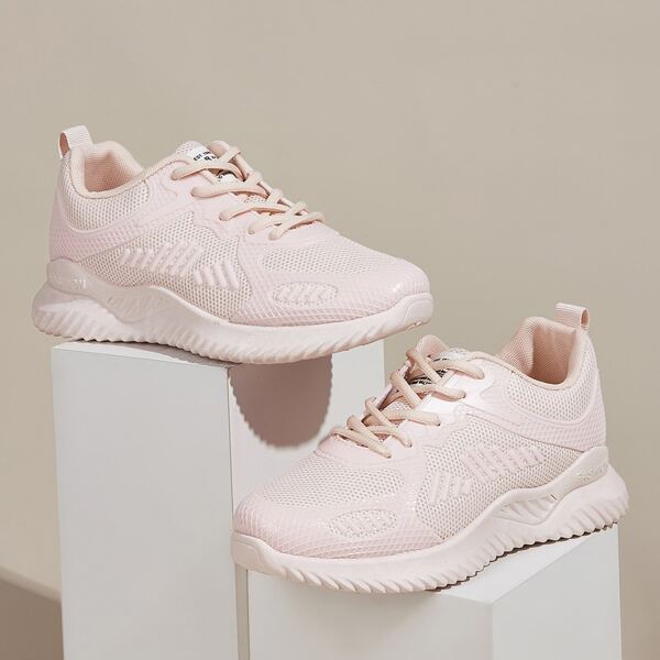 

Minimalist Lace-up Front Mesh Sneakers, Pink