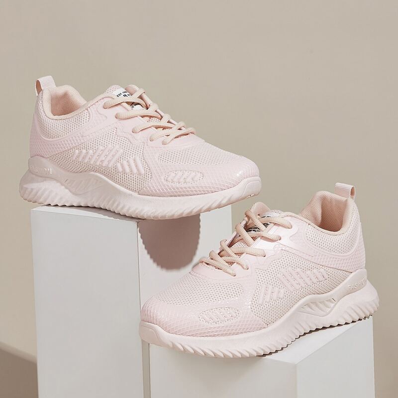 

Minimalist Lace-up Front Mesh Sneakers, Pink