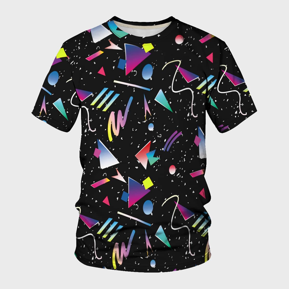 

Guys Colorful Geo Print Tee, Black