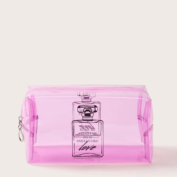 

Perfume Pattern Clear Makeup Bag, Pink