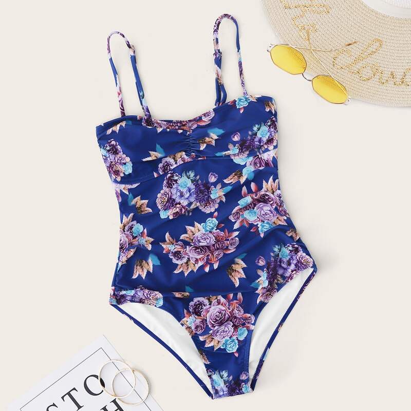 

Floral Control One Piece Swimsuit, Blue