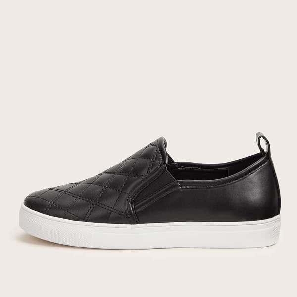

Minimalist Quilted Slip On Sneakers, Black
