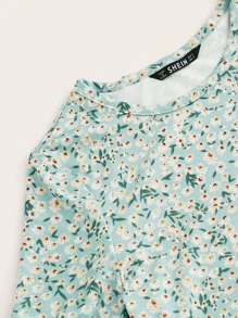 Soleia 小碎花花卉圖案生菜邊上衣 - 綠色 - 查看 5