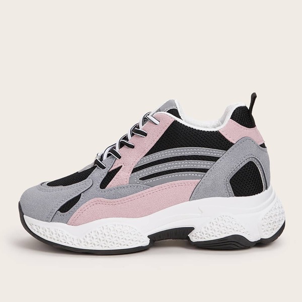 

Lace-up Front Colorblock Sneakers, Grey