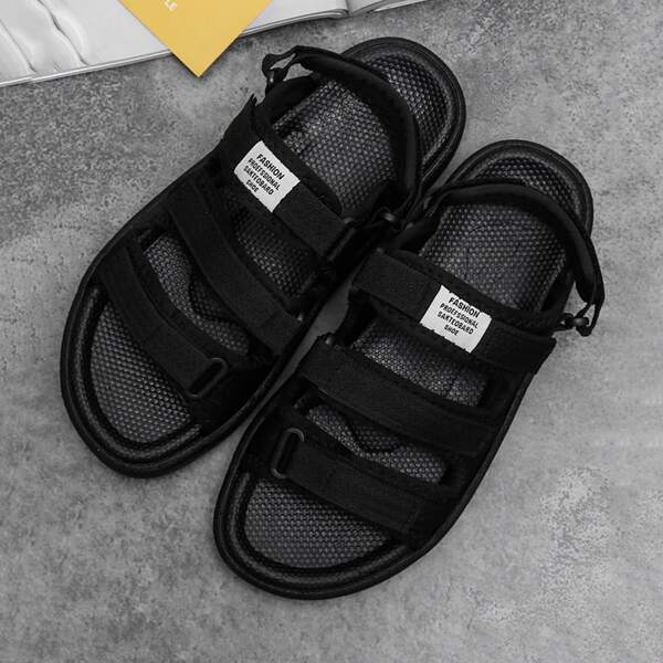 

Letter Patch Decor Midform Sandals, Black