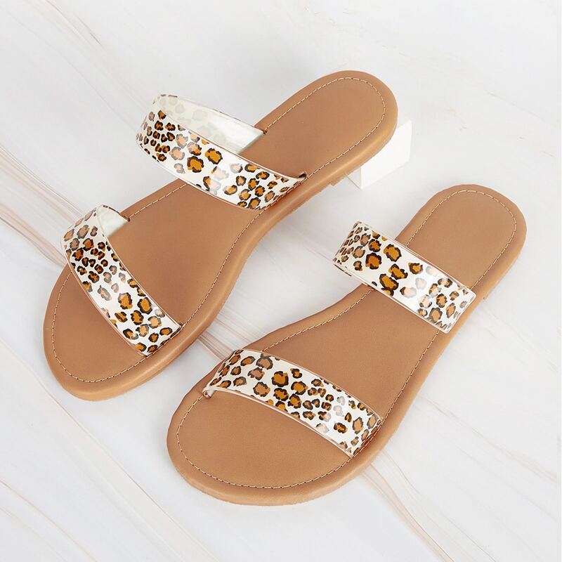 

Leopard Double Strap Sliders, Multicolor