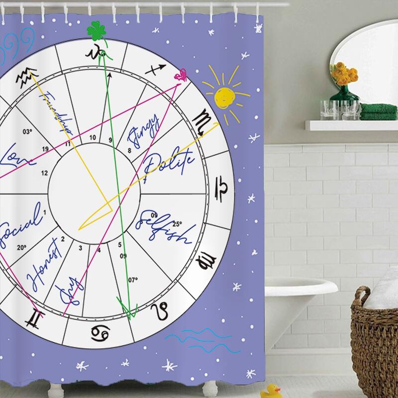 

Constellation Print Shower Curtain With 12hooks, Multicolor