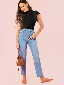 Firerie 打褶領荷葉邊袖上衣