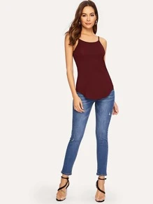 SHEIN Essnce Top de tirante bajo curvo - Burdeos - Ver 3