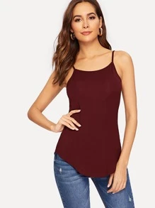SHEIN Essnce Top de tirante bajo curvo - Burdeos - Ver 4