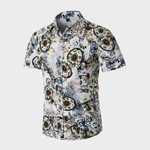 

Men Tribal Print Button Up Shirt, Multicolor