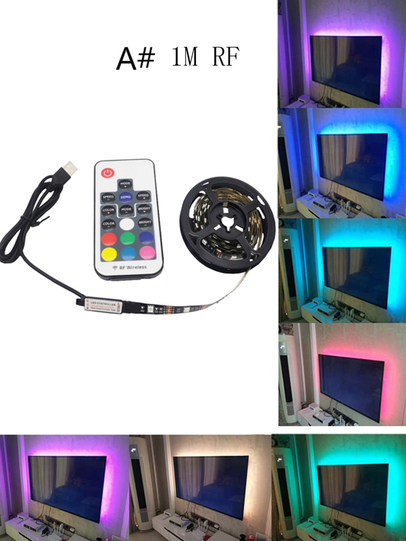 1pc Multicolored Strip Light With Remote Control Shein Usa