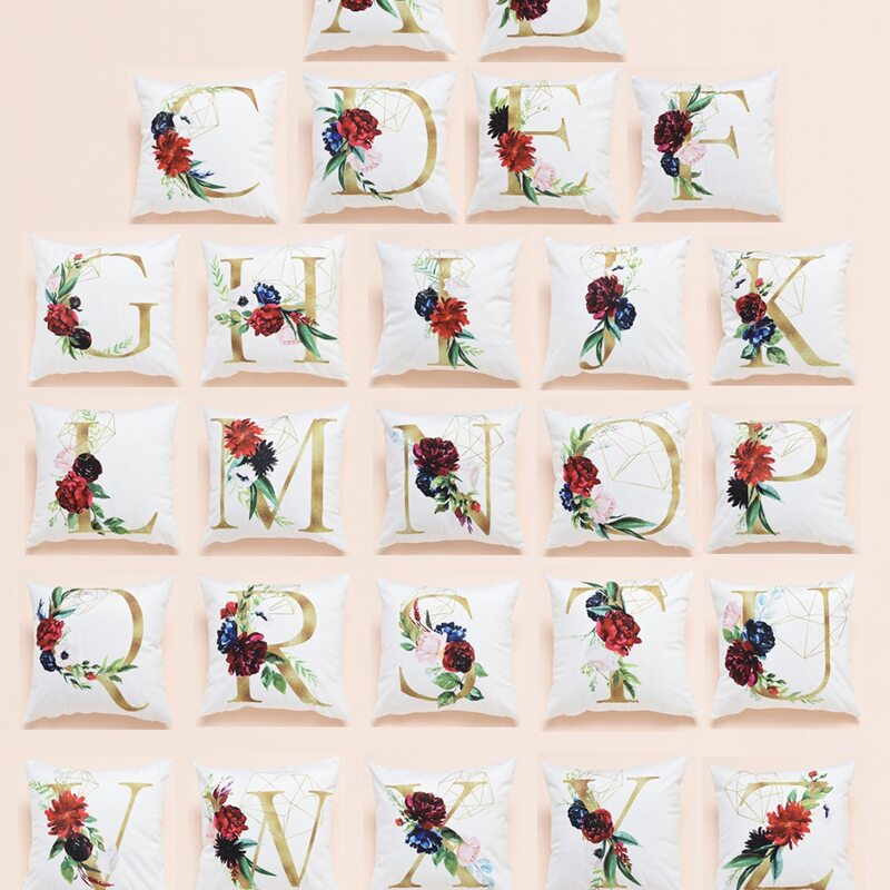 

1pc Alphabet Print Cushion Cover Without Filler, Multicolor