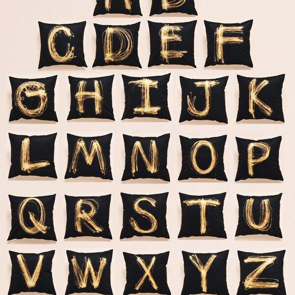 

1pc Alphabet Print Cushion Cover Without Filler, Multicolor