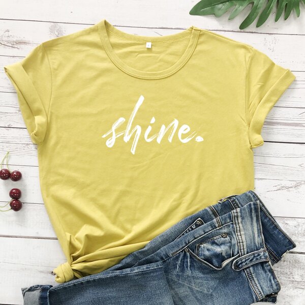 

Letter Graphic Roll Sleeve Tee, Yellow