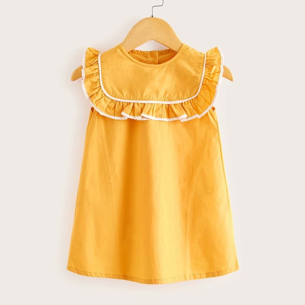 

Toddler Girls Ruffle Trim Button Back Blouse, Yellow
