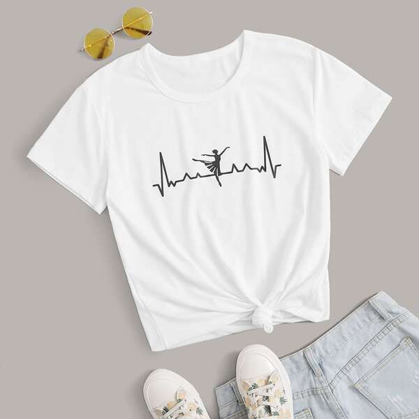 

Figure Graphic Round Neck Tee, White