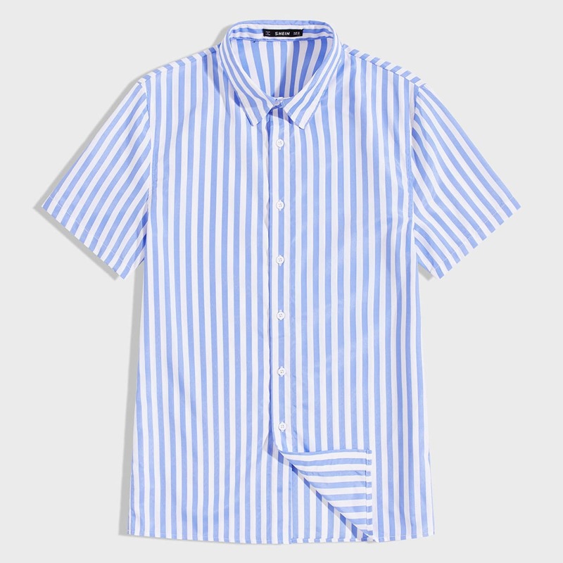 

Guys Short Sleeve Striped Shirt, Blue