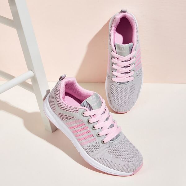 

Lace-up Front Mesh Panel Sneakers, Grey